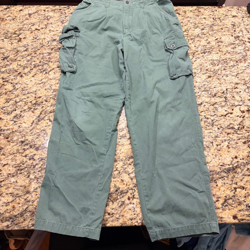 Vintage Gap Cargo Pants Green Cotton Straight Leg Military Utility 32x30 Mens